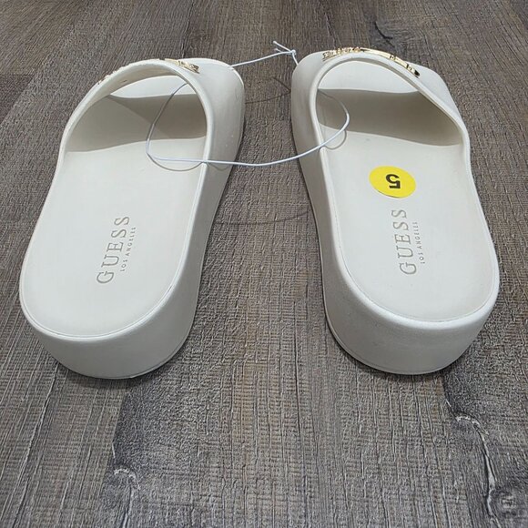 GUESS WGSwings-R Platform Slide Sandals White Gold Logo – Women’s Size 5M (No Bo - Picture 4 of 8